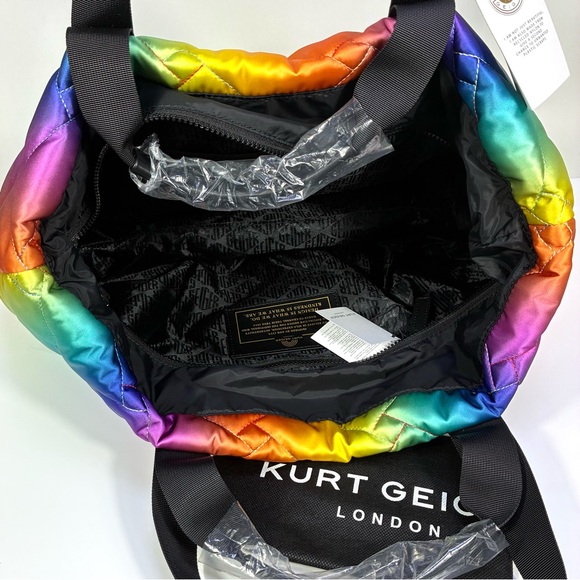 Kurt Geiger London Ombre Rainbow Quilted Shopper Bag Open Miscellaneous NWT - Picture 4 of 16